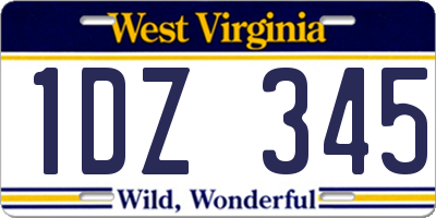 WV license plate 1DZ345