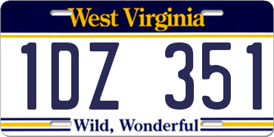 WV license plate 1DZ351