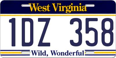 WV license plate 1DZ358