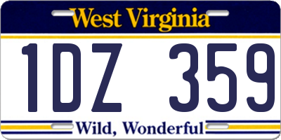 WV license plate 1DZ359