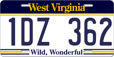 WV license plate 1DZ362