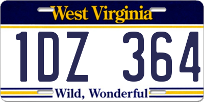 WV license plate 1DZ364