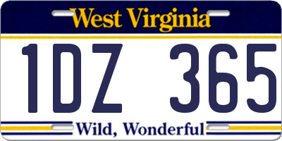WV license plate 1DZ365