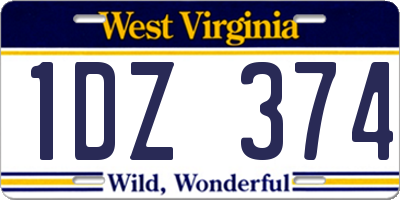 WV license plate 1DZ374