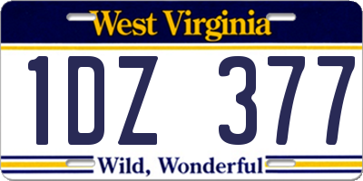 WV license plate 1DZ377