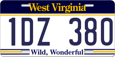 WV license plate 1DZ380