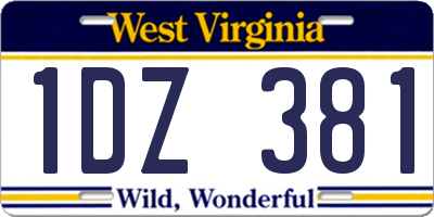 WV license plate 1DZ381