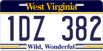 WV license plate 1DZ382