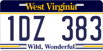 WV license plate 1DZ383