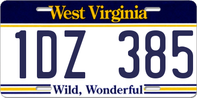 WV license plate 1DZ385