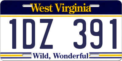 WV license plate 1DZ391