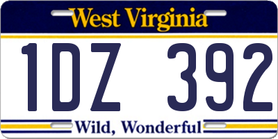 WV license plate 1DZ392