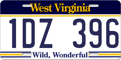 WV license plate 1DZ396