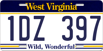 WV license plate 1DZ397