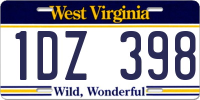 WV license plate 1DZ398
