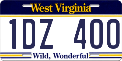 WV license plate 1DZ400