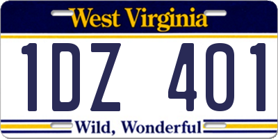 WV license plate 1DZ401