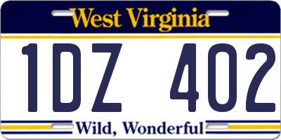WV license plate 1DZ402