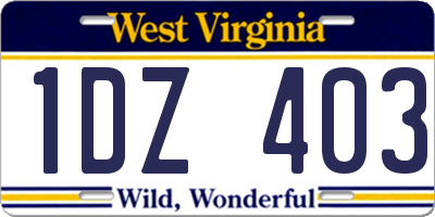 WV license plate 1DZ403