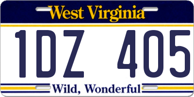 WV license plate 1DZ405