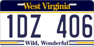 WV license plate 1DZ406