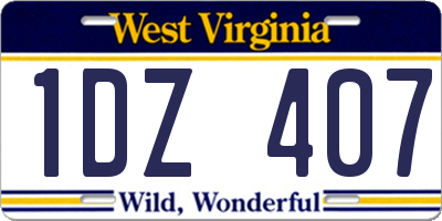 WV license plate 1DZ407