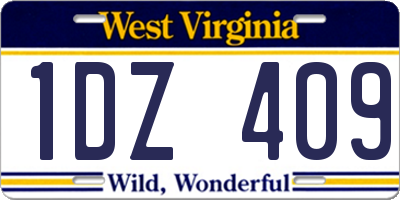 WV license plate 1DZ409