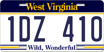 WV license plate 1DZ410