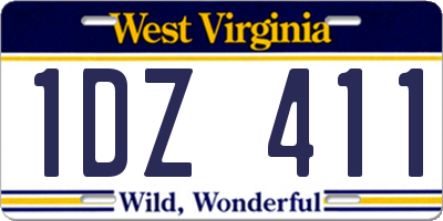 WV license plate 1DZ411