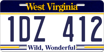 WV license plate 1DZ412