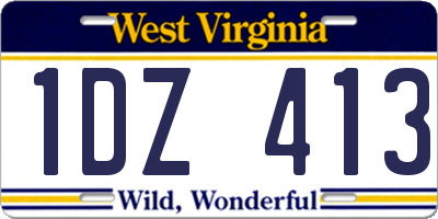 WV license plate 1DZ413