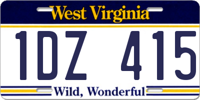 WV license plate 1DZ415