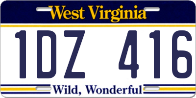 WV license plate 1DZ416