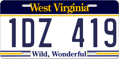WV license plate 1DZ419