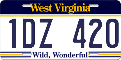 WV license plate 1DZ420