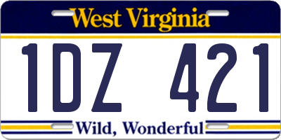 WV license plate 1DZ421