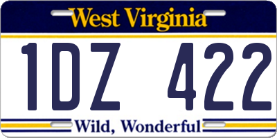WV license plate 1DZ422