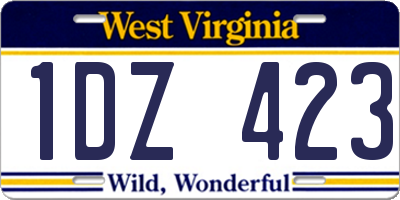 WV license plate 1DZ423