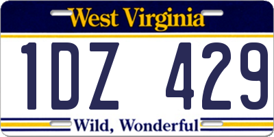 WV license plate 1DZ429