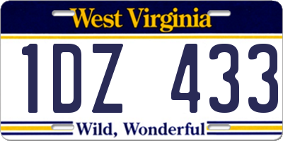 WV license plate 1DZ433
