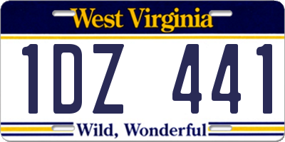 WV license plate 1DZ441