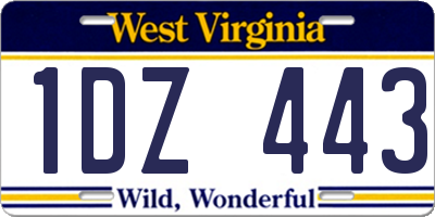 WV license plate 1DZ443