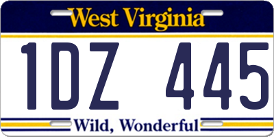 WV license plate 1DZ445