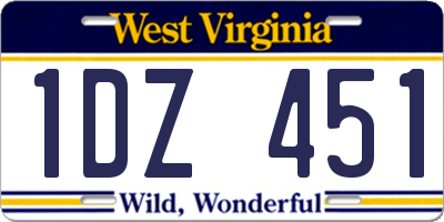 WV license plate 1DZ451