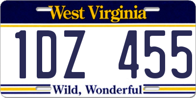 WV license plate 1DZ455