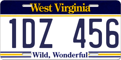 WV license plate 1DZ456