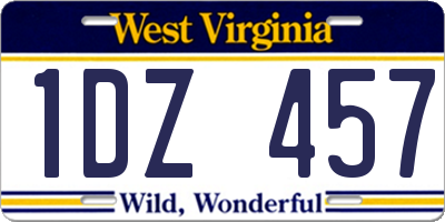 WV license plate 1DZ457