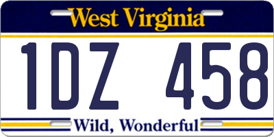 WV license plate 1DZ458