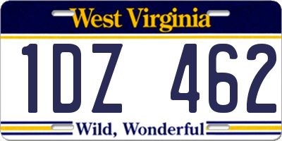 WV license plate 1DZ462