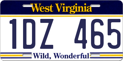 WV license plate 1DZ465